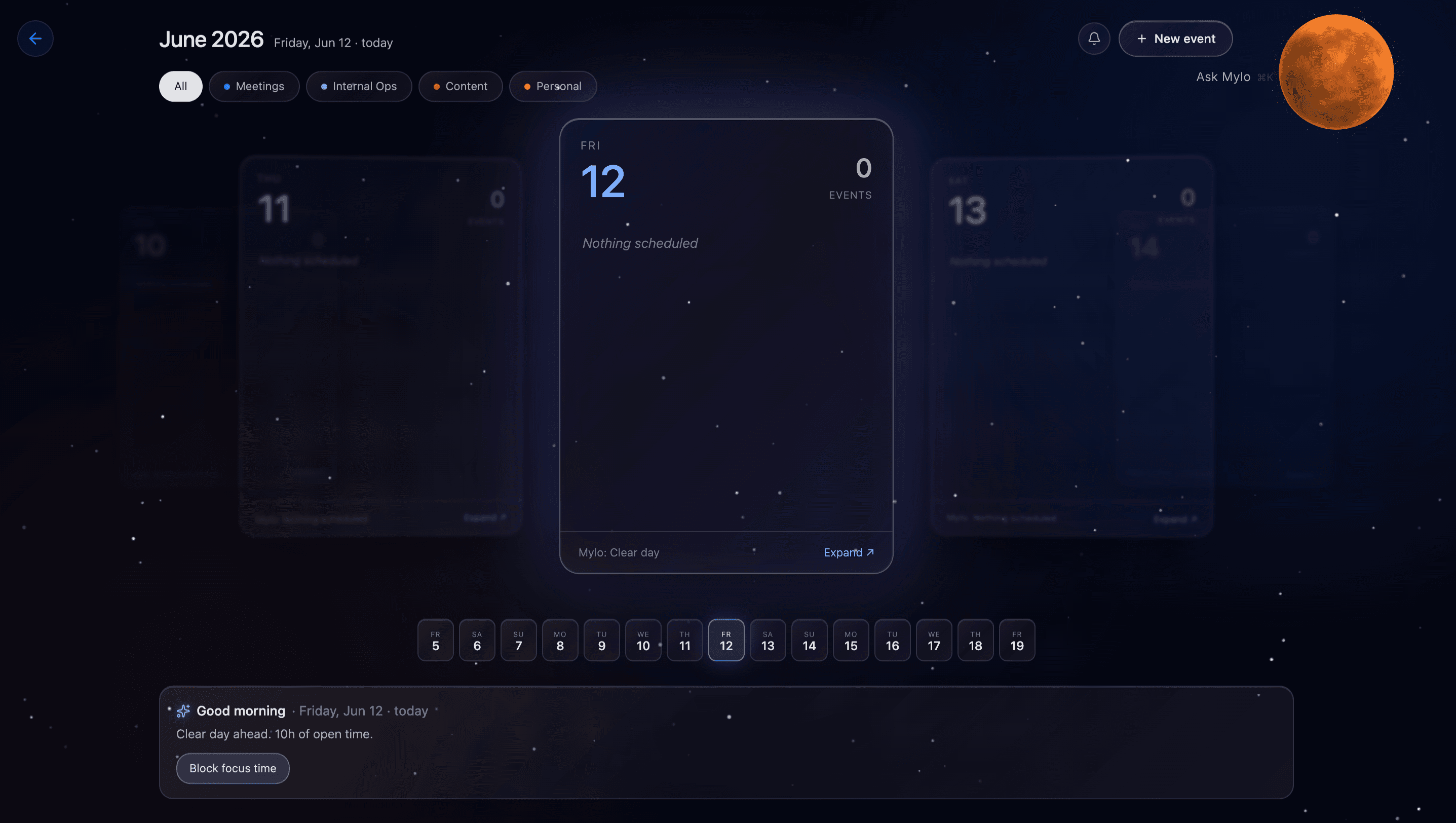 MythOS Pro calendar