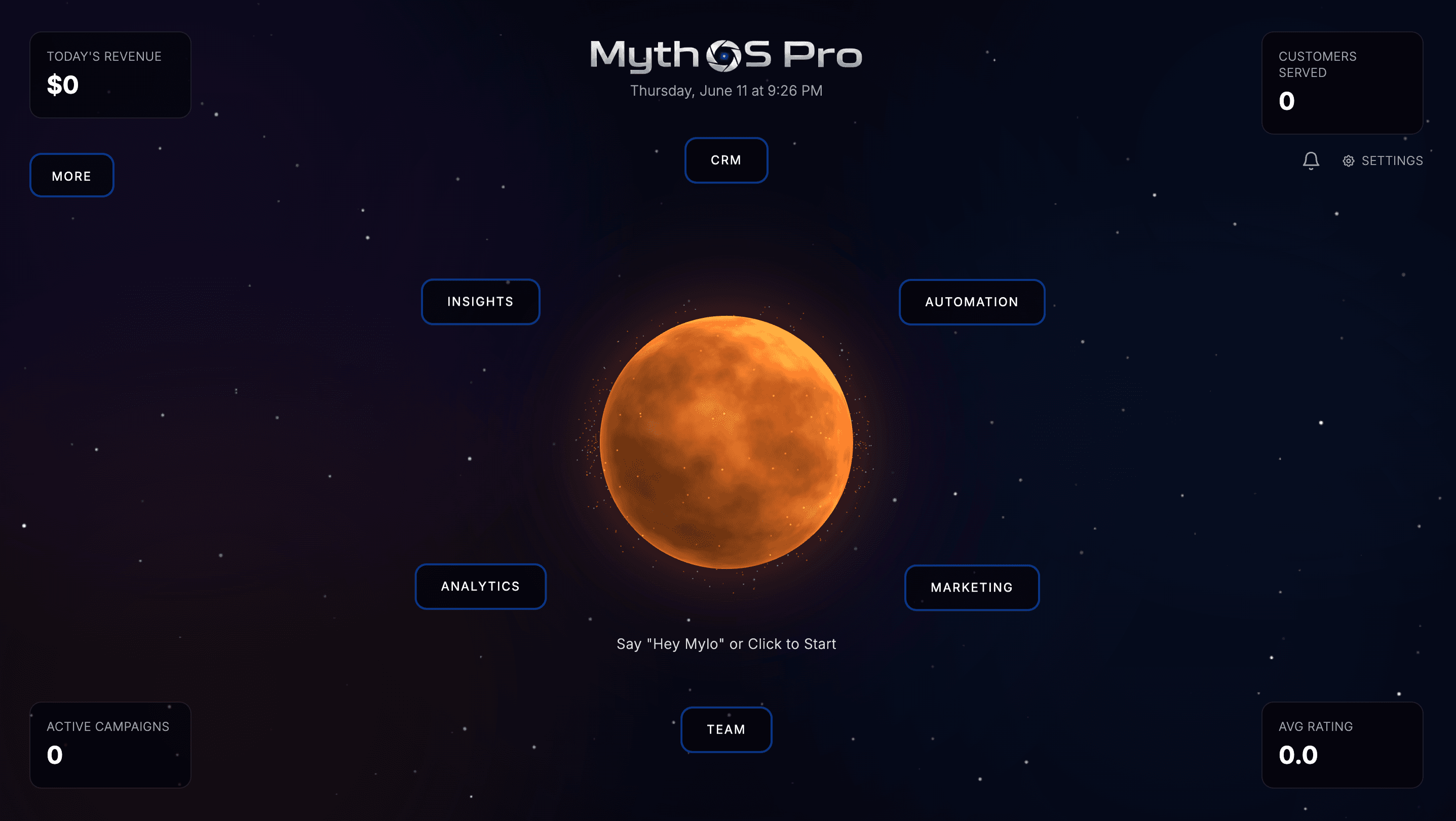MythOS Pro dashboard