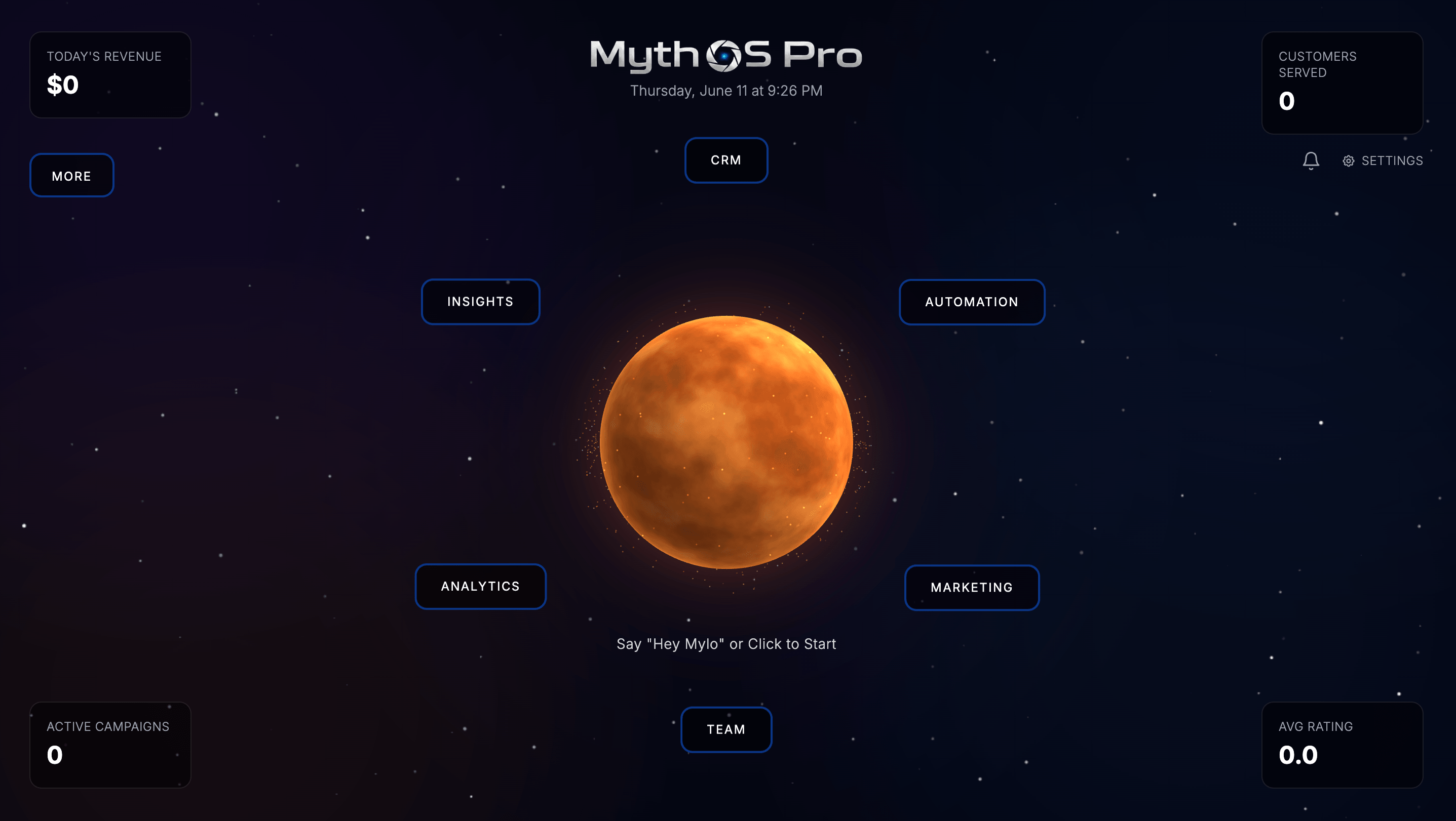 MythOS Pro dashboard